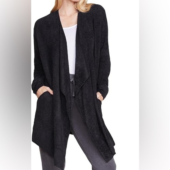 Barefoot Dreams Bamboo Chic Light black open front cardigan - Picture 1 of 5